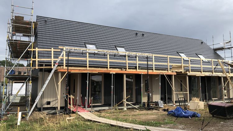 Het eerste blok Premodu-woningen in Overasselt van Emergo Prefab.